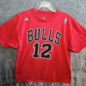 Adidas Men's  Bulls NBA Lg Tshirt  Basketball red cotton Hinrich #12